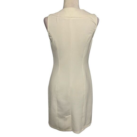 Akira Chicago Womens Solid White Round Neck Bodycon Tank Mini Dress Medium - Picture 2 of 5